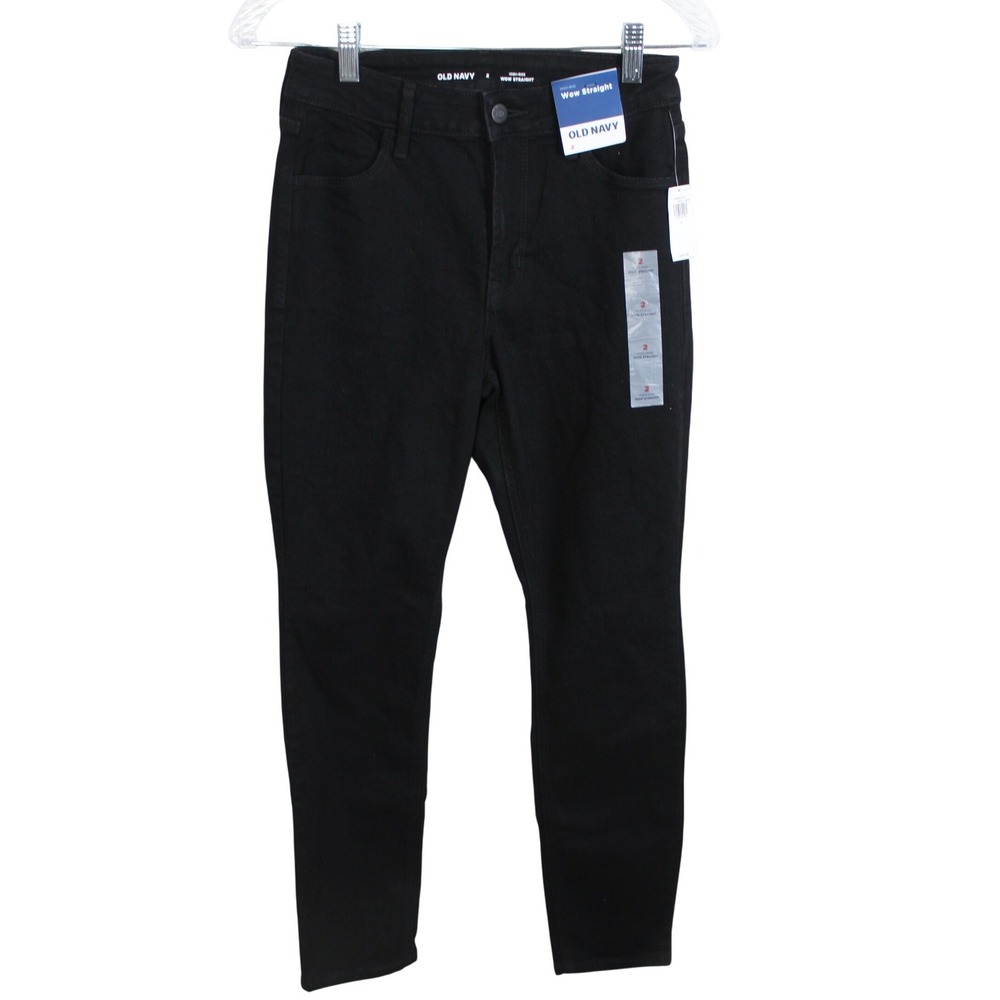 Old Navy Wow Straight Jeans Womens 2 Black High Rise Straight Leg Denim